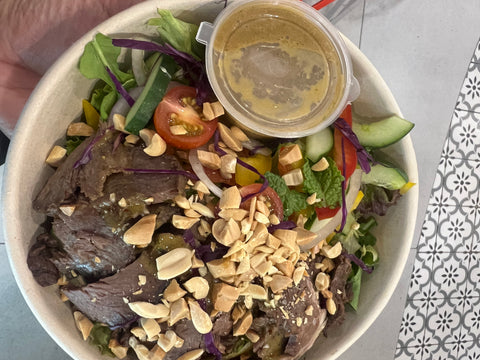 Thai Roast Beef Salad with sesame Oyster Dressing