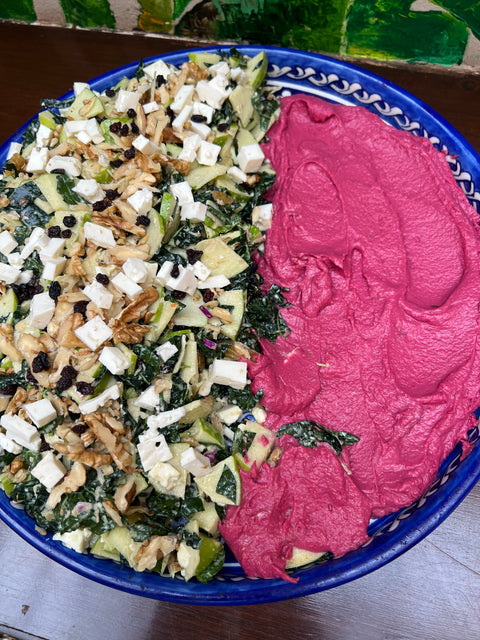 Apple Kale Beet Hummus Salad